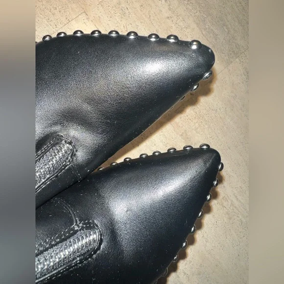 STEVE MADDEN Worthy Ankle Zip Up Booties Stiletto Studded Heels Black Size 7 - Picture 10 of 13
